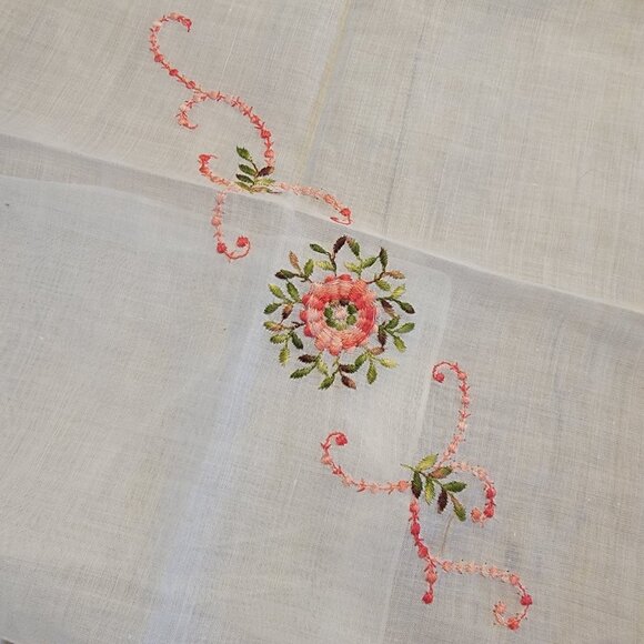 Vintage Hankies Hand Embroidered Handkerchief Floral 100% Cotton Switzerland NWT - Picture 3 of 6